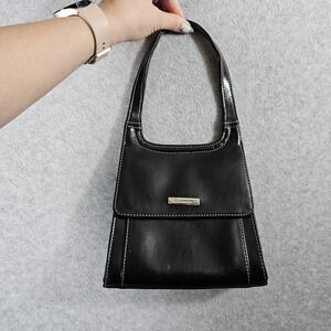 Liz‎ Claiborne Women's Black Y2k 90's Style Mini Triangle Faux Leather Purse